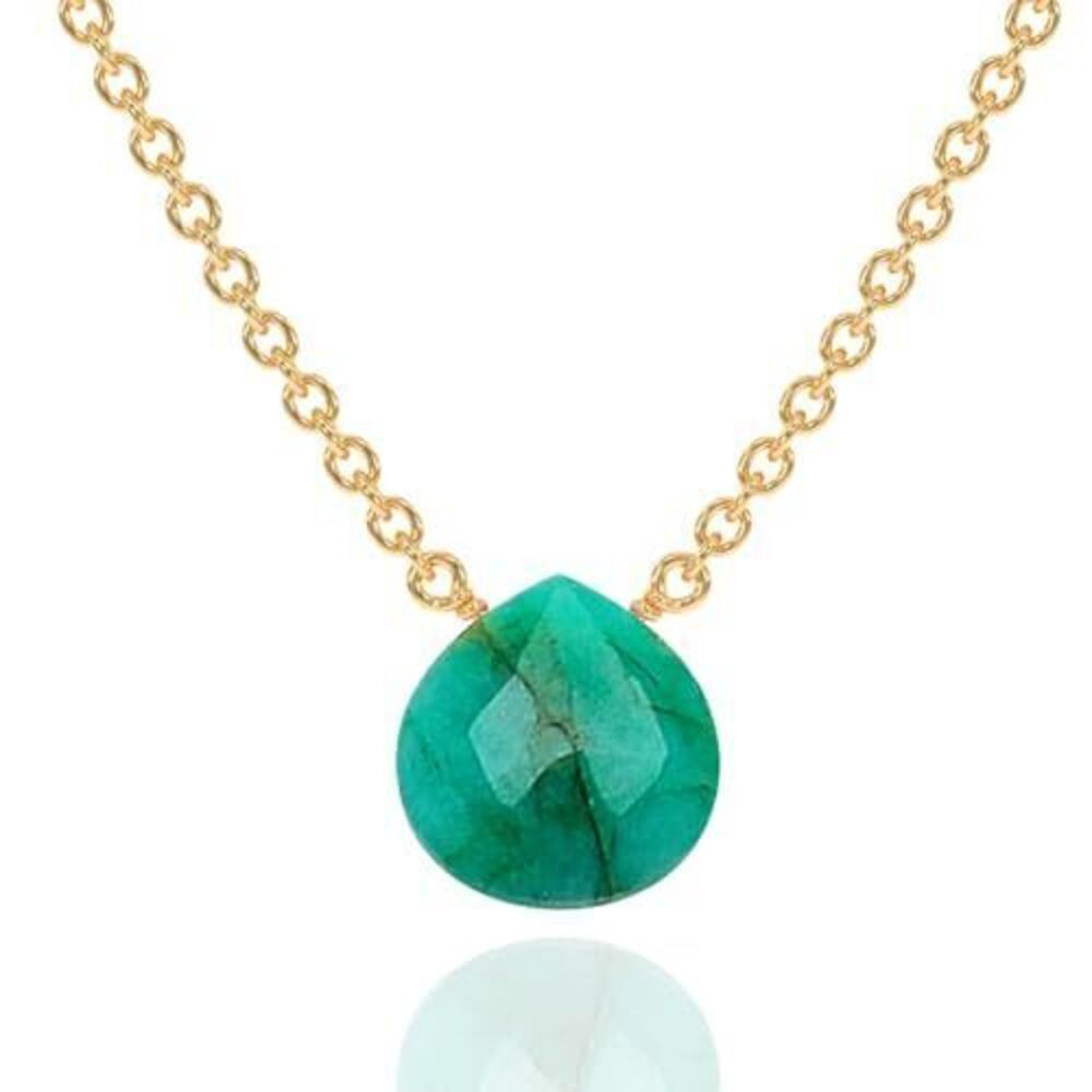 5571 Emerald Necklace , Premium Gold Heart Necklaces - Tarnish Free 18K